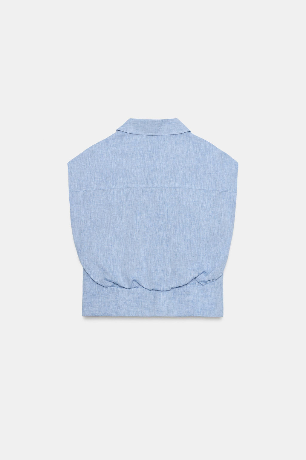 CAMISA MANGA SISA CON LINO / Azul