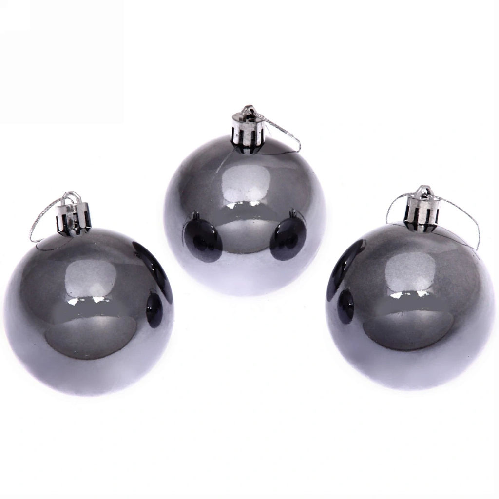 Цена за 2шт. Новогодние шары 6 см (набор 3 шт) "Глянец", графит
