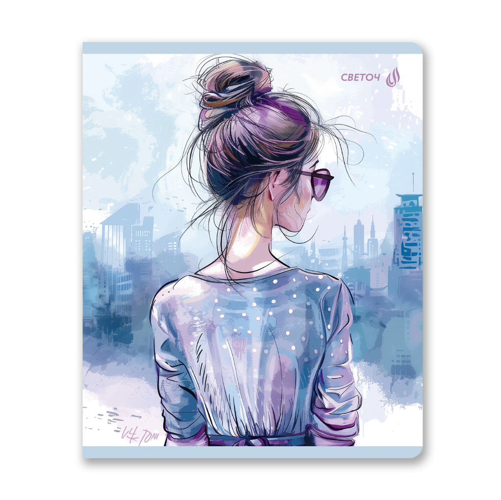 Светоч Т81 Тетрадь ученическая общая, выборочный лак, A5 80 л. на скобе 65 г/кв.м , белизна 100 % 5 шт. клетка 01127 Оглянись