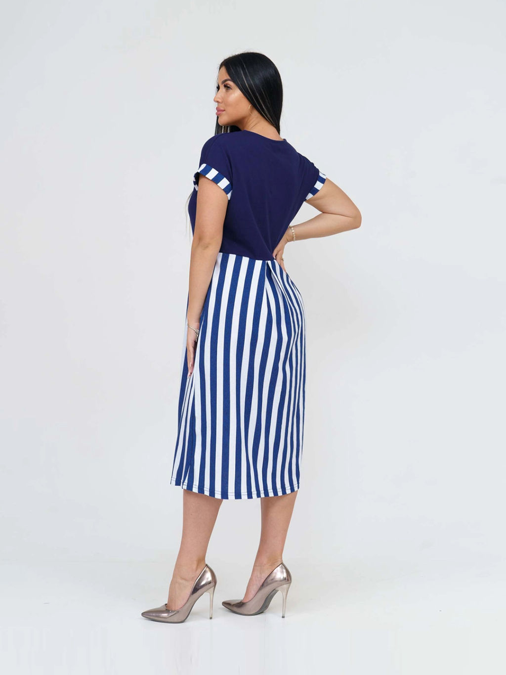 Платье женское, цвет синий белый