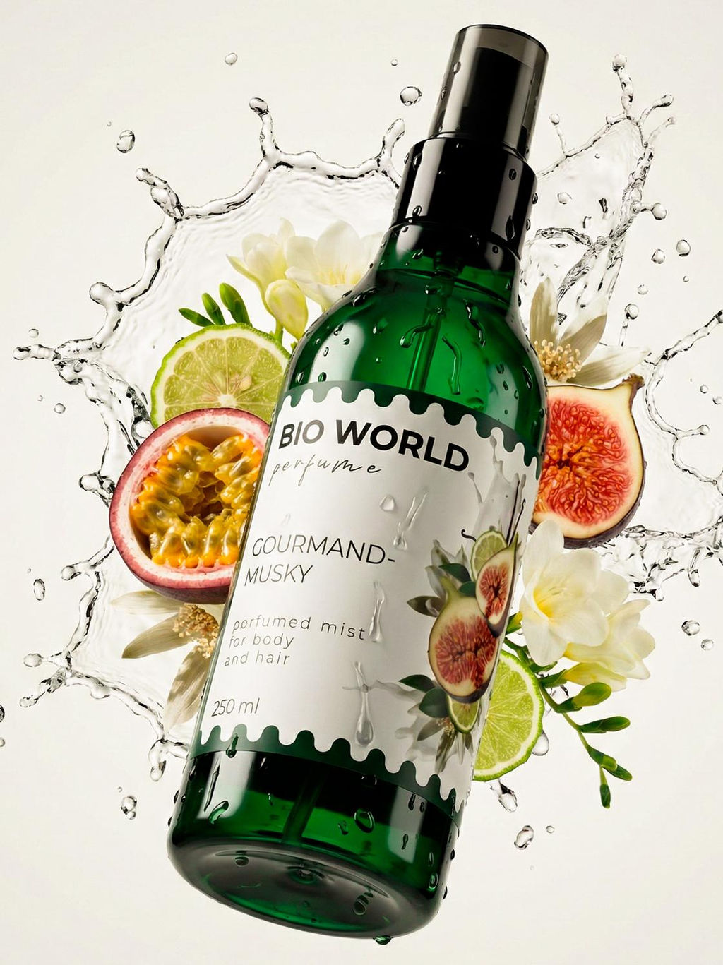 Bio World Perfume Мист для тела и волос парфюмированный GOURMAND-MUSKY 250 мл