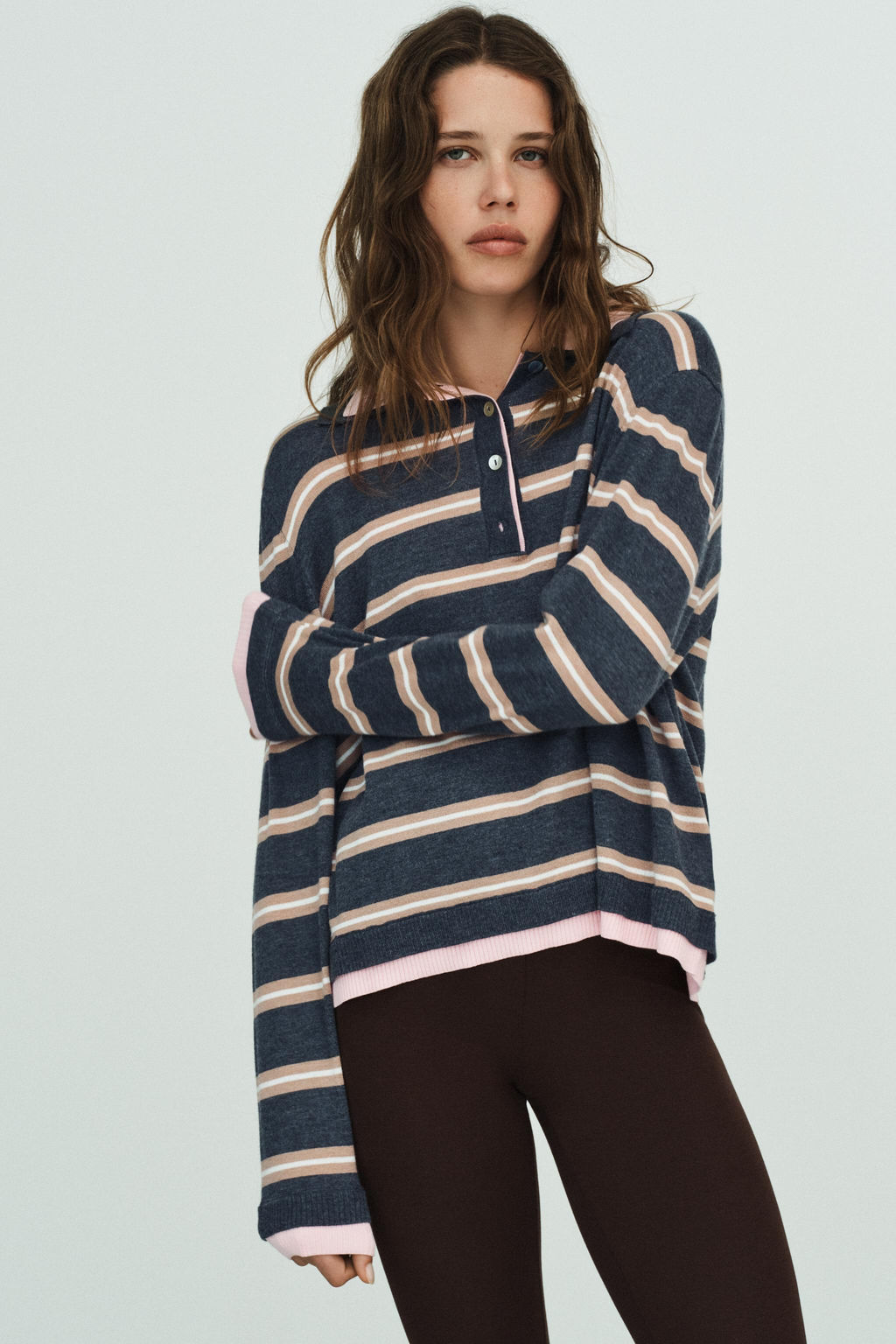 STRIPED COMBINED KNIT POLO SHIRT - Zara фото 16