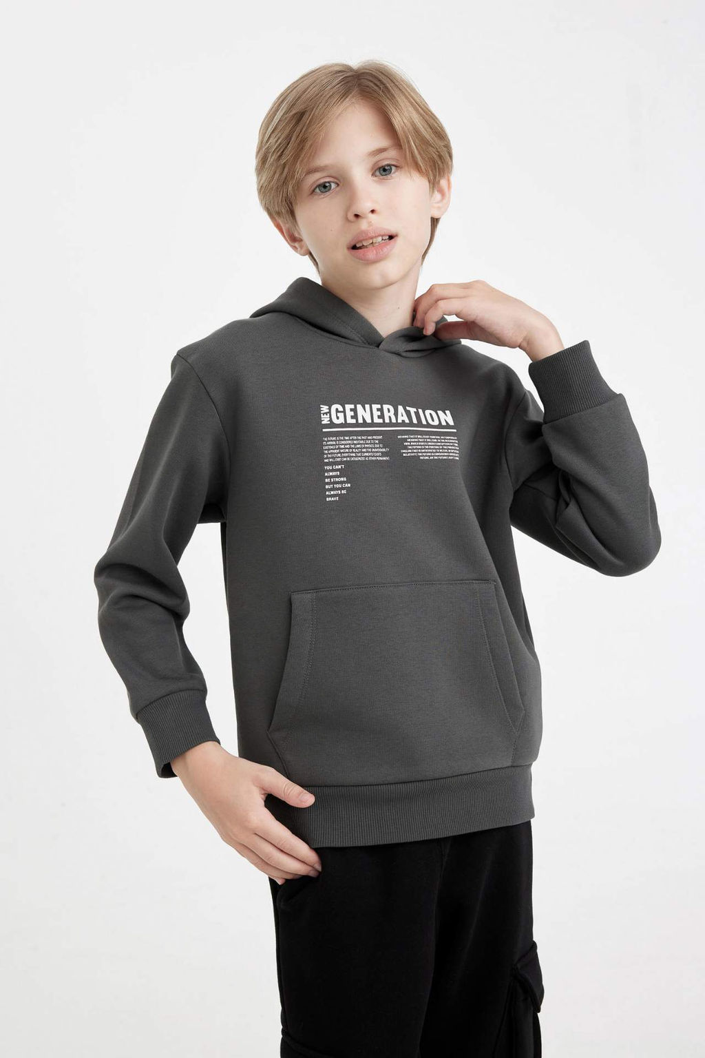 Erkek Cocuk Cepli Yaz? Bask?l? Kapusonlu Kal?n Okul Sweatshirt - Defacto фото 2