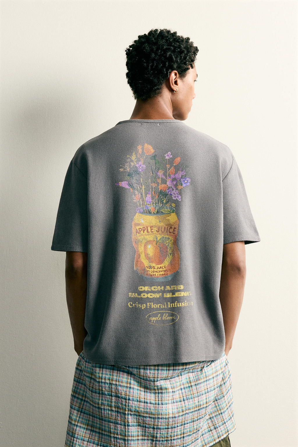 CAMISETA PUNTO ESTAMPADO LAVADO / Gris antracita - Zara фото 3