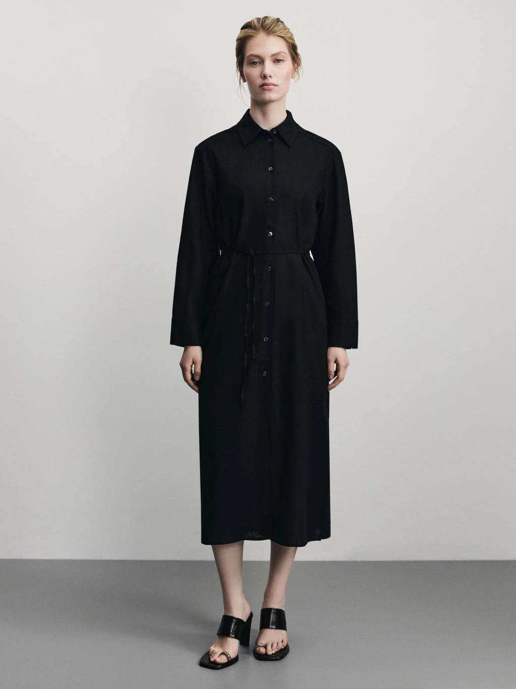 Платье-рубашка изо льна / Zarina  фото 5