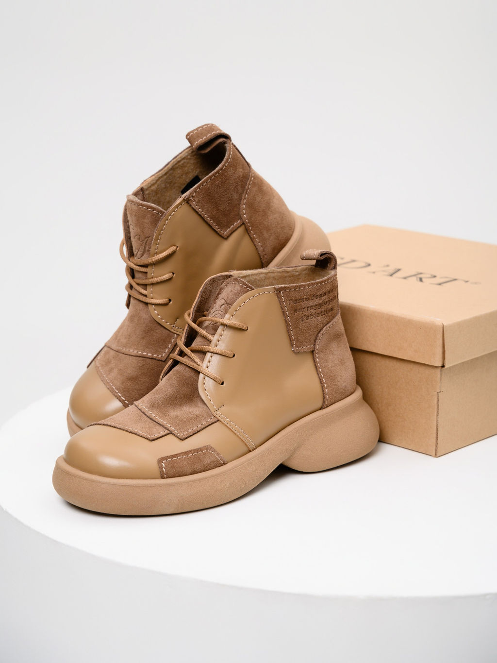 Ботинки 305.927ka.Круассан+коричневый капучино замша/шерсть