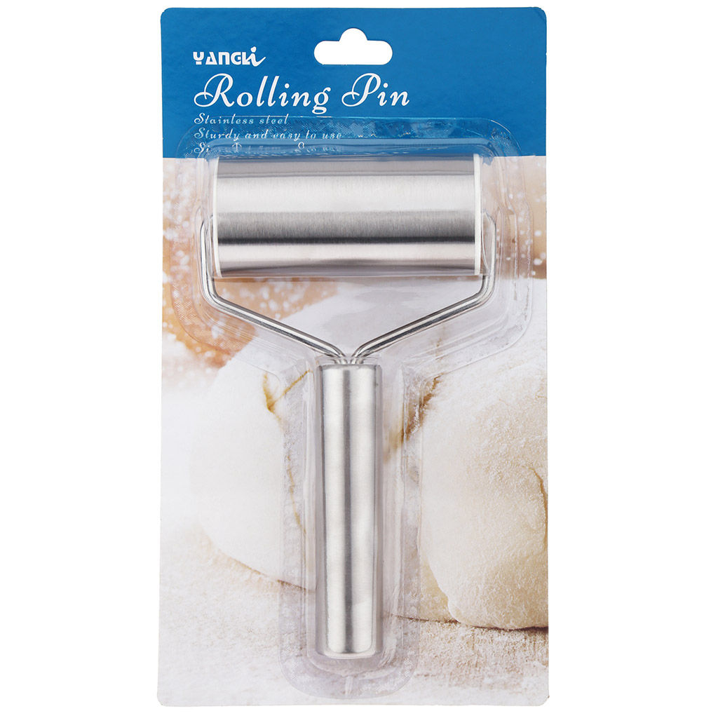 Скалка-валик для раскатки теста из нержавеющей стали, 9,5х4,7х4,7см (18,7х11,2х4,7см) в блистере (Китай) - Домашняя мода фото 5