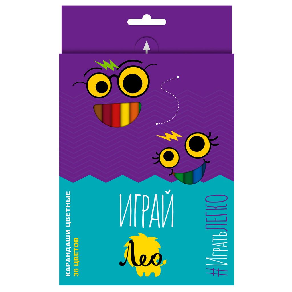 Лео Играй Набор цветных трехгранных карандашей LGCP-36 заточенный 4 х 36 цв
