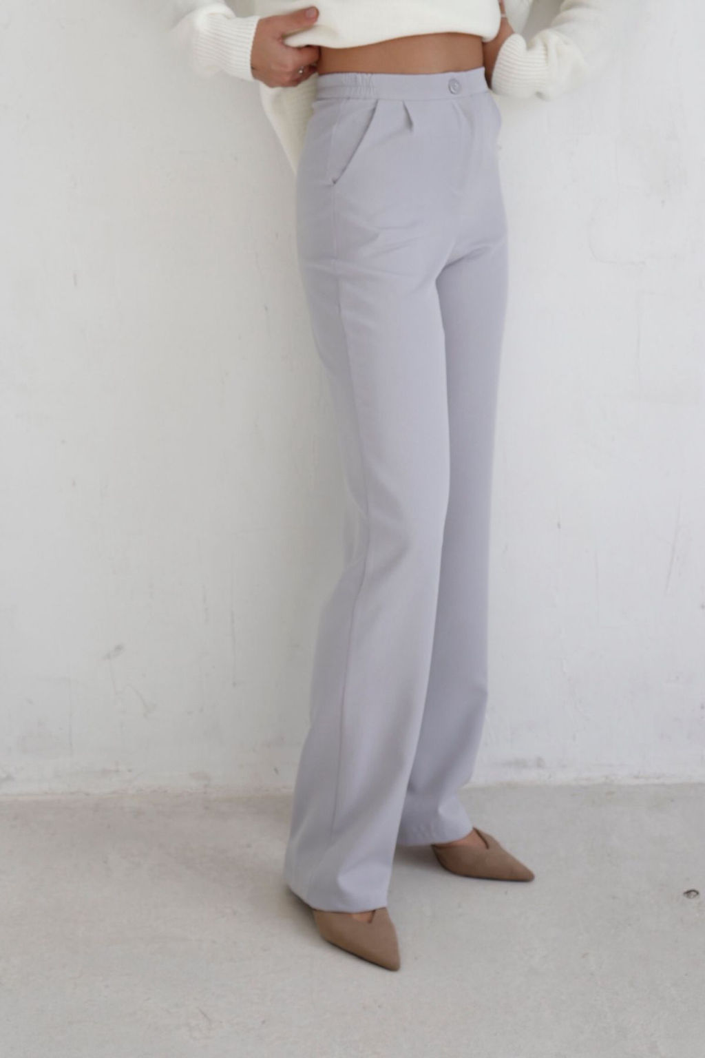 10165 Брюки прямого покроя светло-серые - Martichelli фото 2