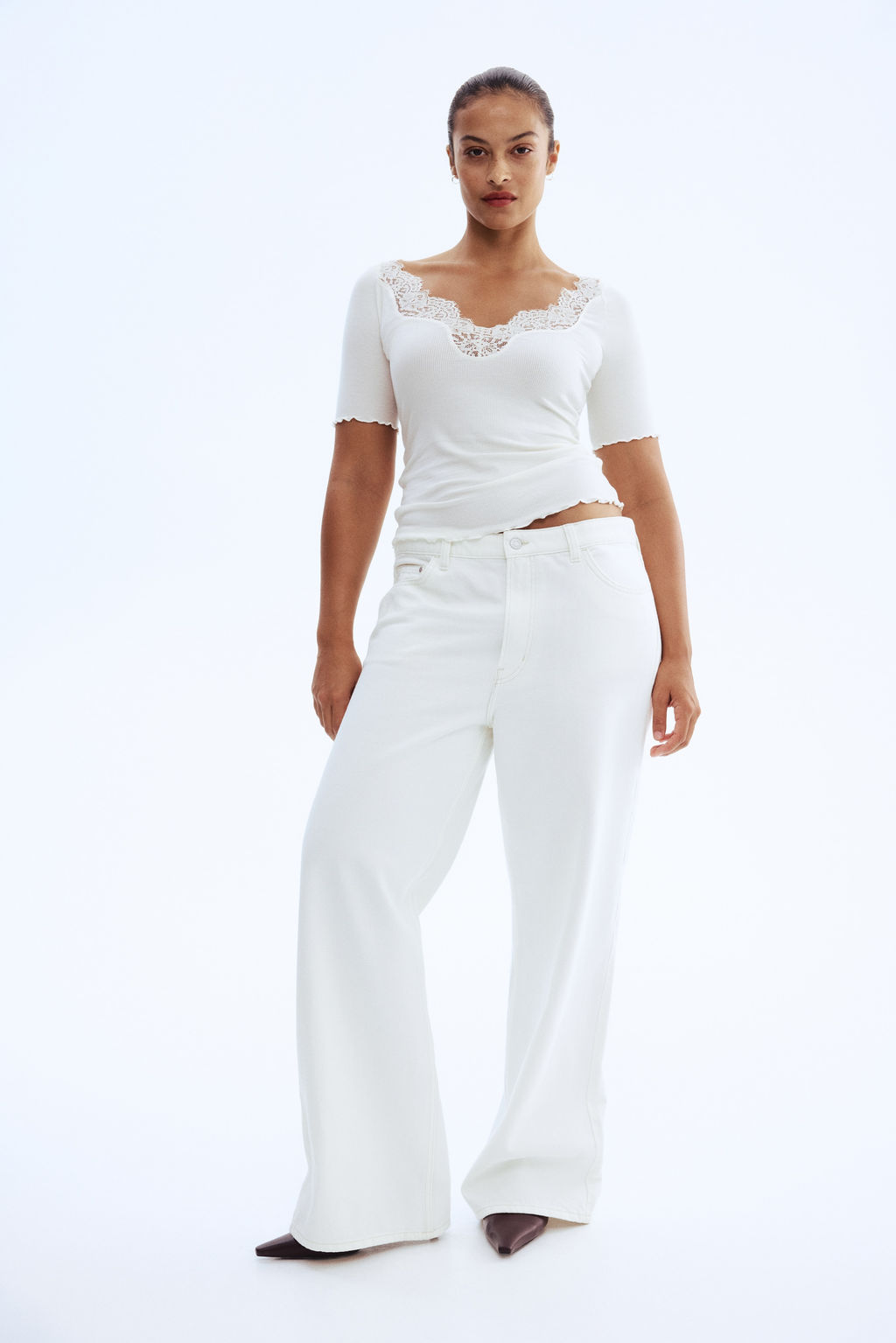 Top de canal? con ribete de encaje - H&m фото 6