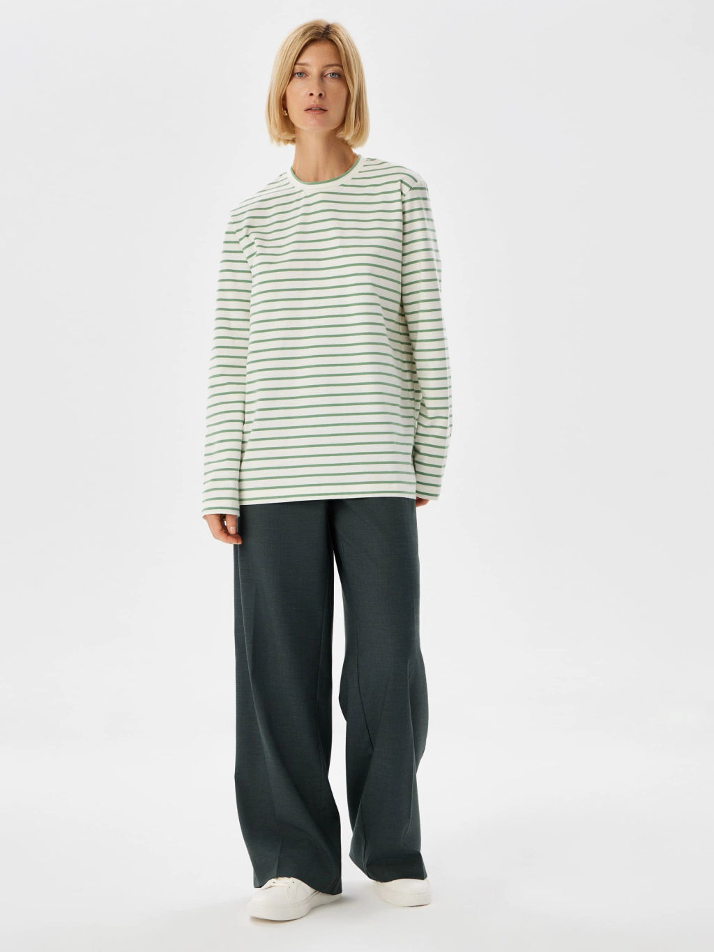 Джемпер женский KATHARINA KROSS KK-JP-0035K-TNA33-белый,зеленая полоска  фото 4