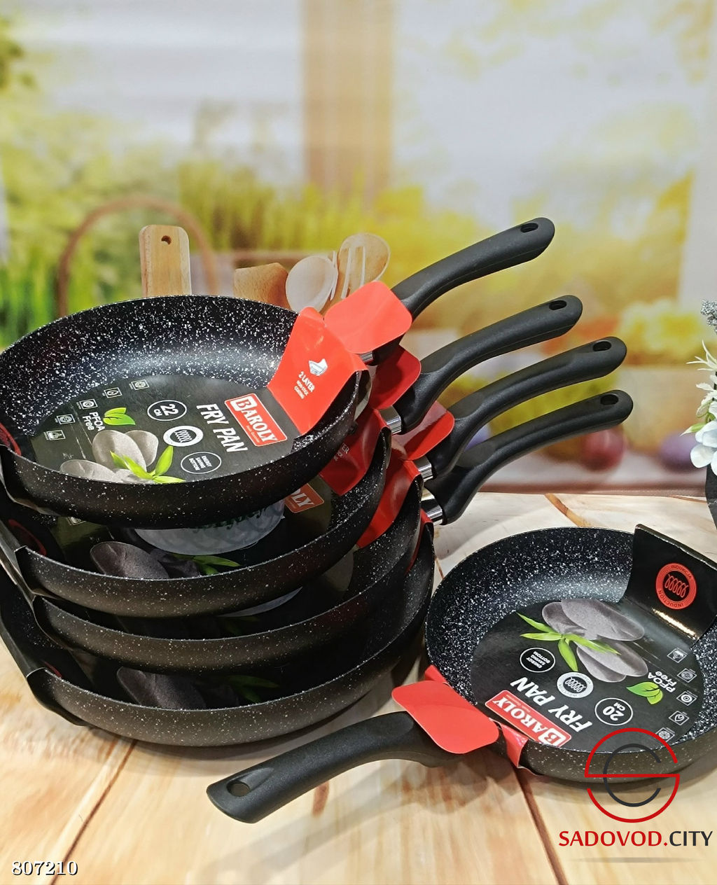 Сковорода мраморная крошка с ручкой 28 см