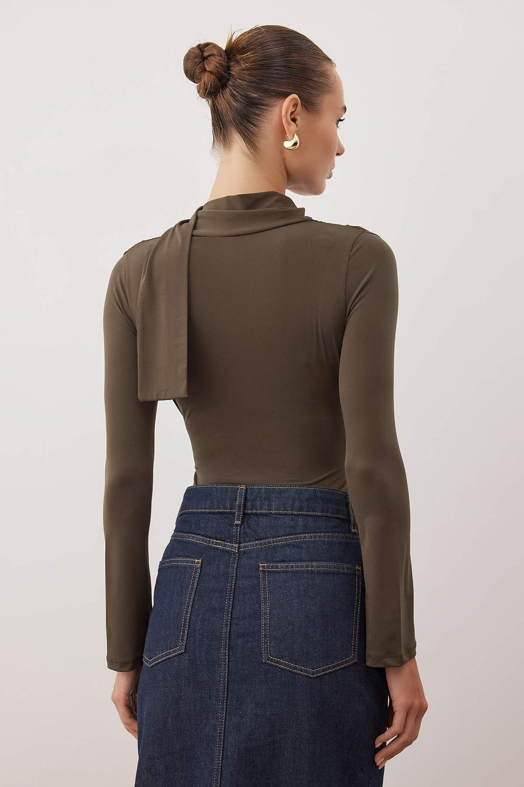 Haki Sal Detayl? Fitted/Vucuda Oturan C?tc?tl? Esnek Orme Body TWOAW26BD00007