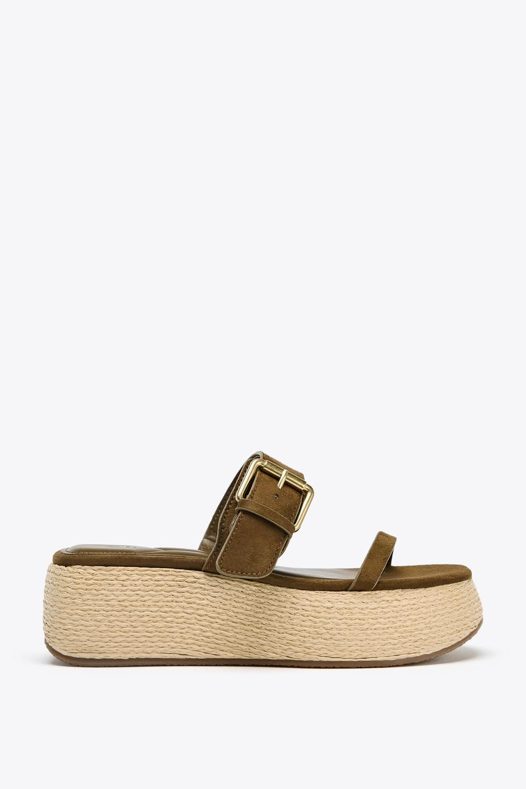 STRAPPY RAFFIA-EFFECT PLATFORM SANDALS - Zara фото 6