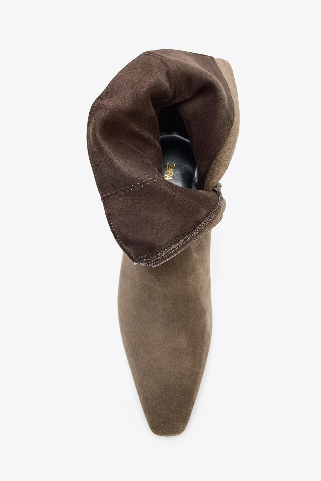 SUEDE KITTEN HEEL ANKLE BOOTS - Zara фото 6