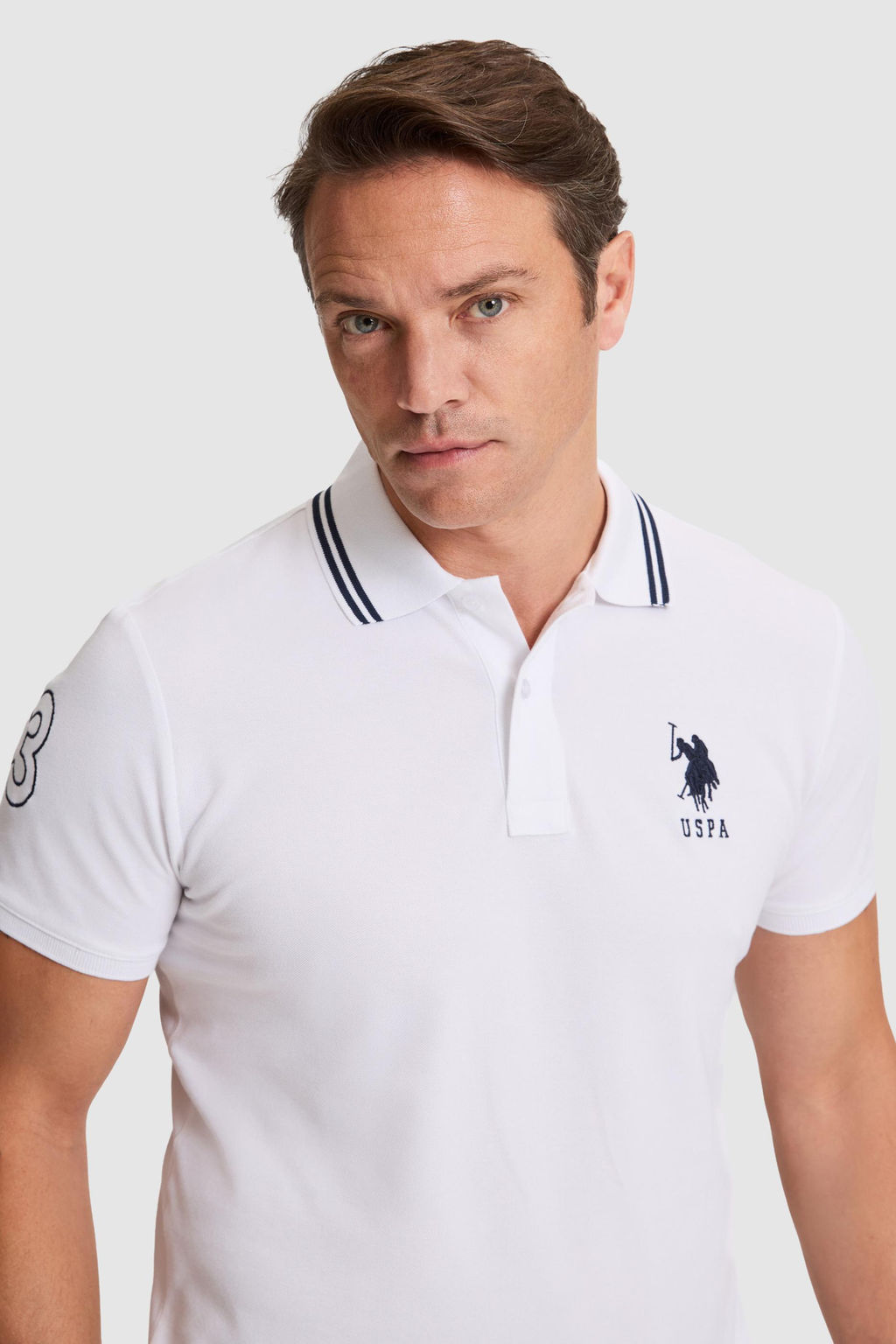 Erkek Beyaz Slim Fit Polo Yaka Basic Ti__rt
