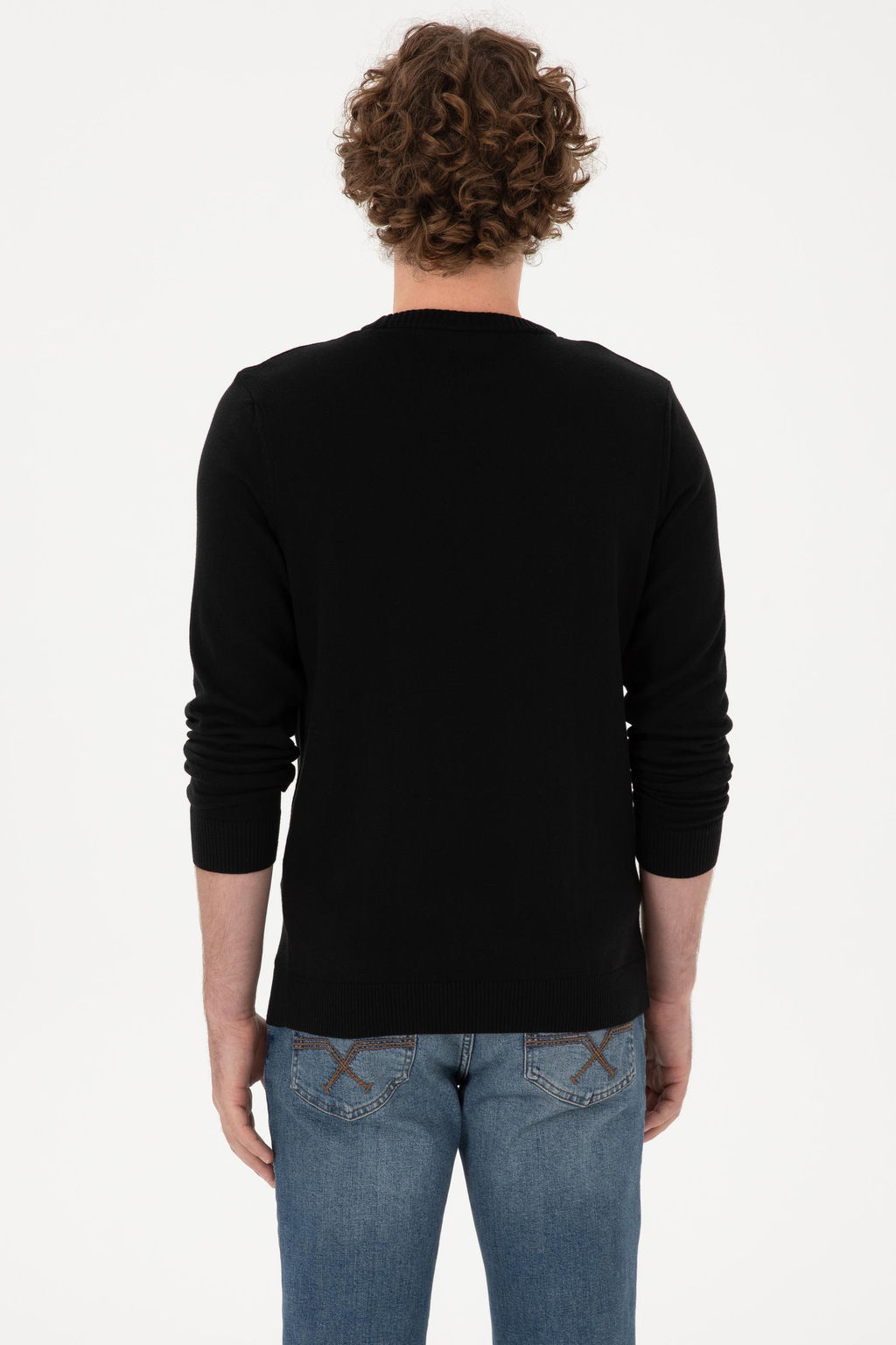 Erkek Slim Fit Bisiklet Yaka Siyah Basic Kazak - U.s. polo assn фото 5