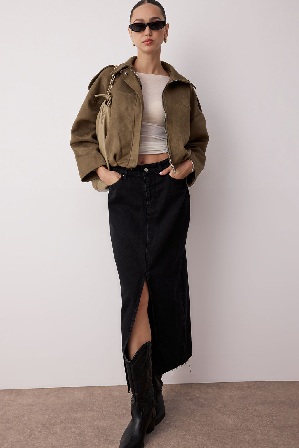 TRENDYOLMILLA Siyah More Sustainable Y?rtmacl? Maxi Denim Etek TWOSS23ET00290 фото 15