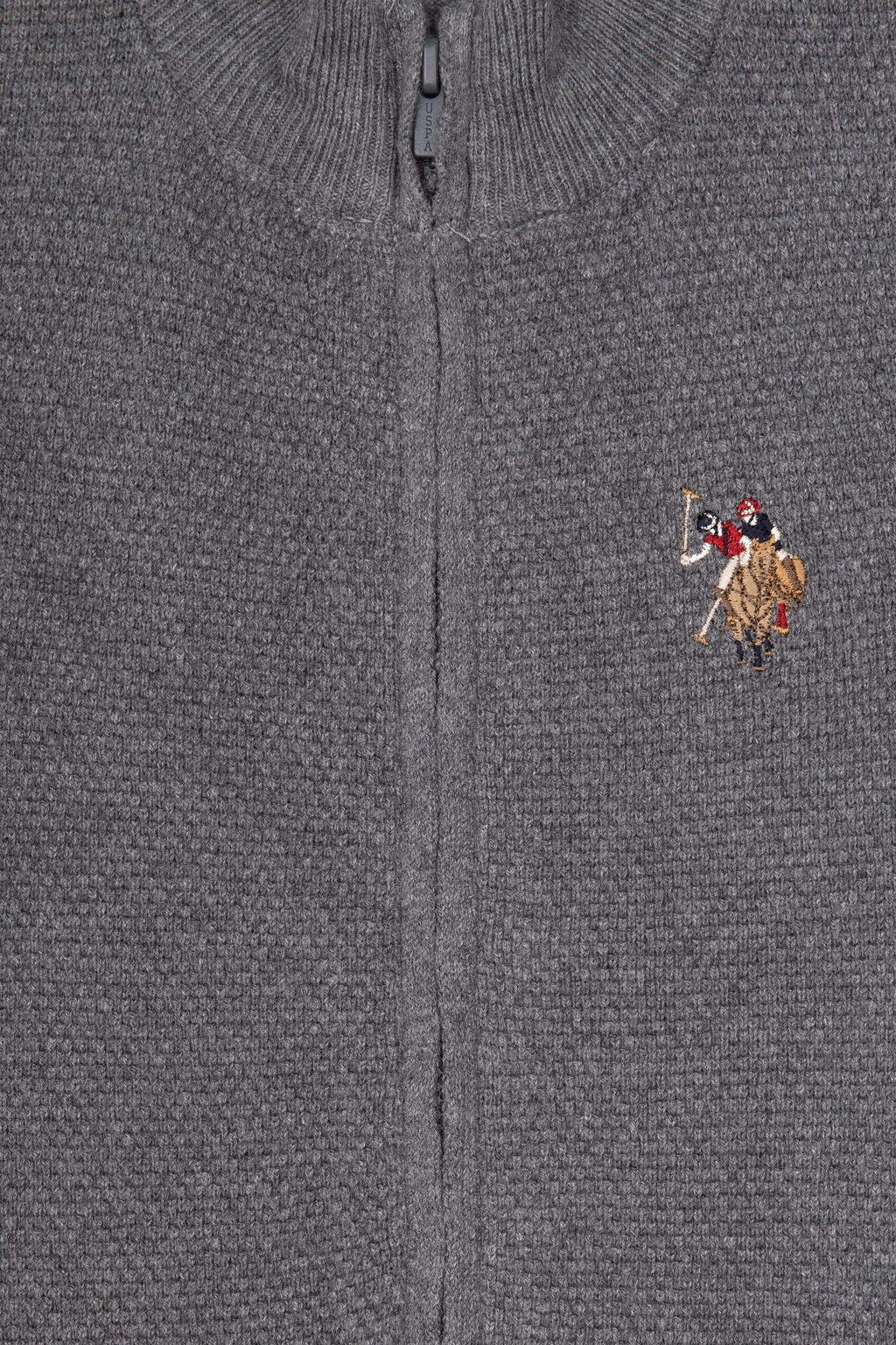 Erkek _ocuk Gri Melanj Fermuarl_ Triko H_rka - U.s. polo assn фото 3