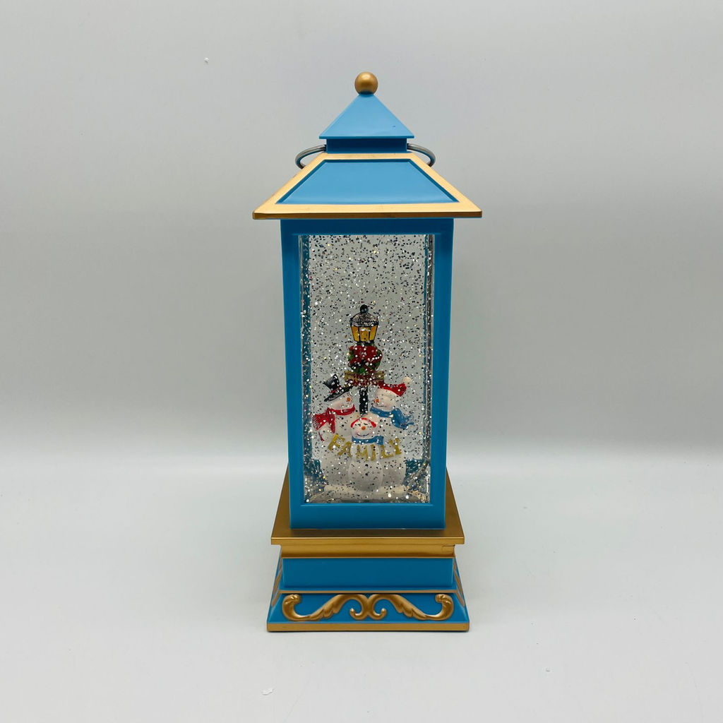 Новогодний декор Фонарь стекло - Семья снеговиков 27 см (арт. WDL-23028B) - Ип лебедев о.ю фото 4