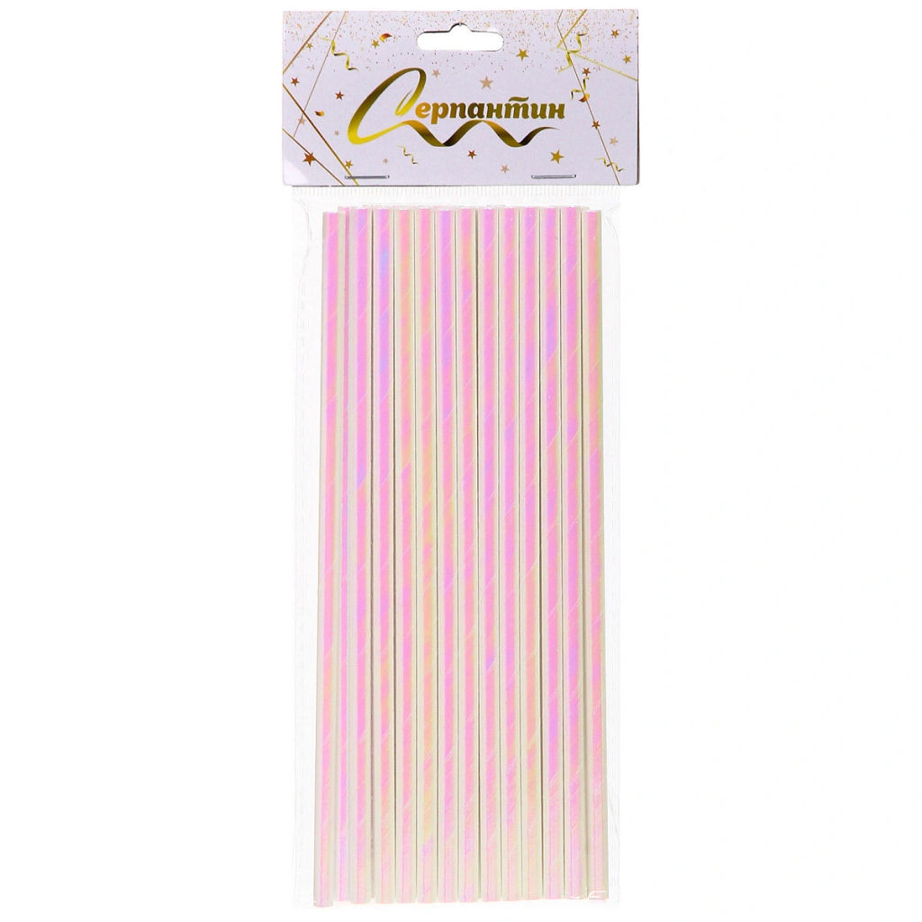 Трубочка для коктейля "Волшебство" 19,5 см d-6 мм (набор 25 шт), Перламутр
