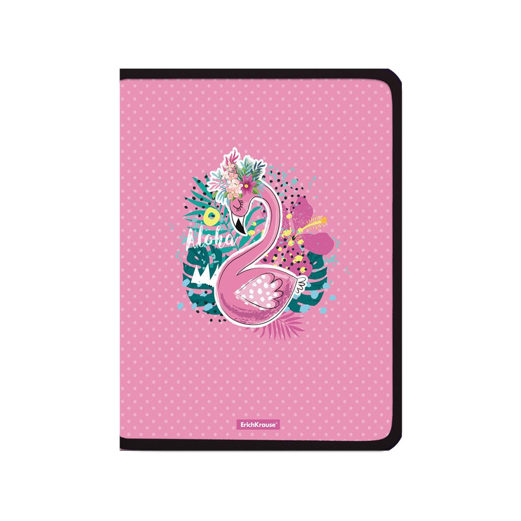 Цена за 4 шт. Папка для тетрадей на молнии пластиковая ErichKrause® Rose Flamingo, А4+ (в пакете по 4 шт.)