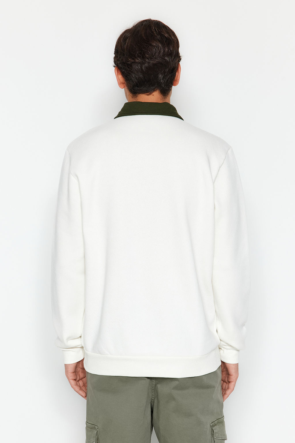 TRENDYOL MAN Ekru Regular/Normal Kesim Polo Yaka Nak?sl? Ici Polar/S?cak Tutan Sweatshirt TMNAW24SW00241 - Trendyolmilla фото 6
