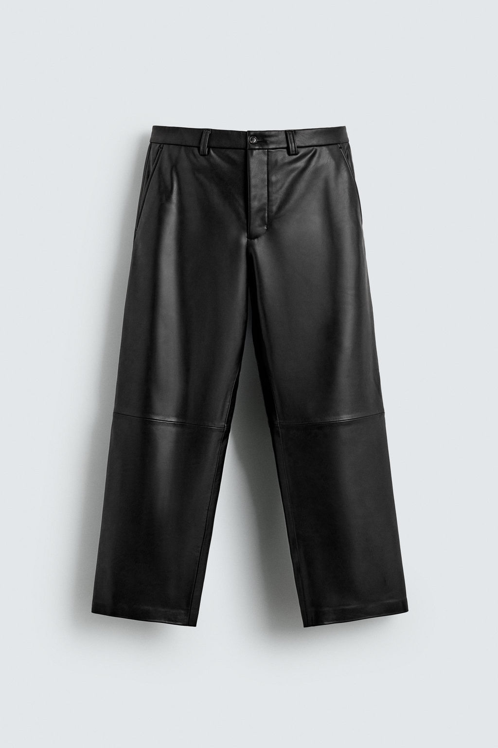 RELAXED FIT LEATHER EFFECT TROUSERS - Zara фото 17