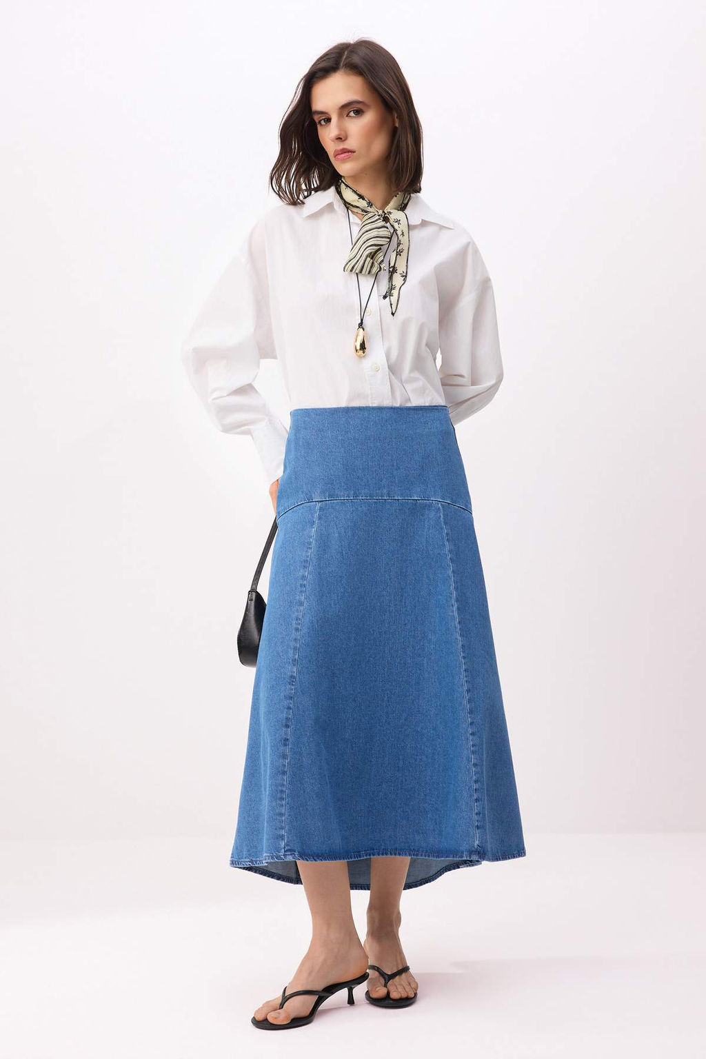 Mavi DOKUMLU Dikis Detayl? Midi Denim Etek TWOSS26ET00096 - Trendyolmilla фото 3