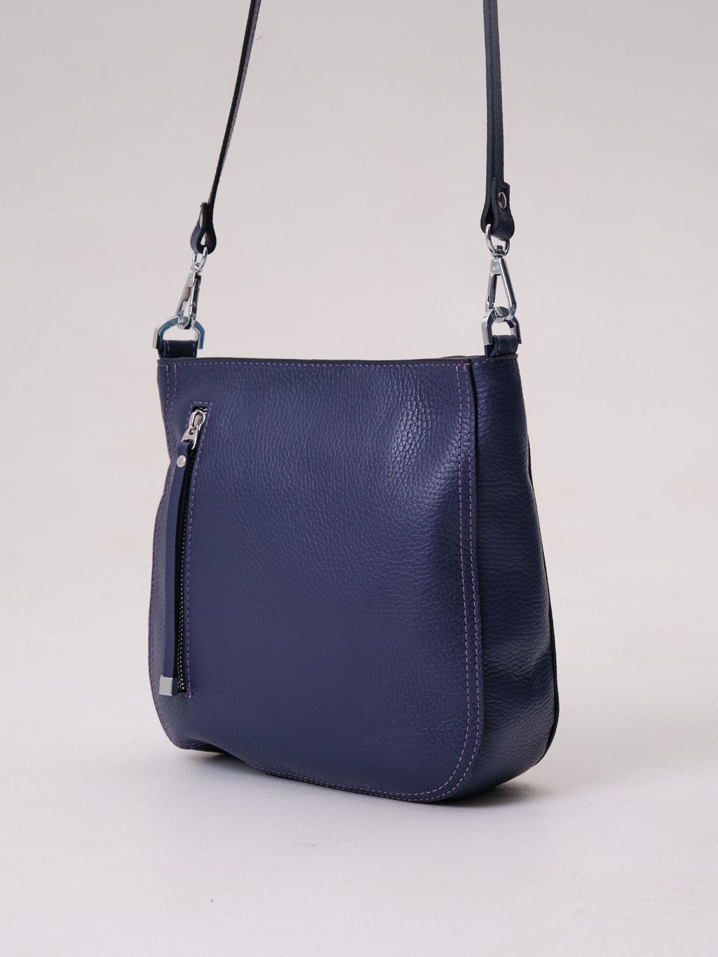 Сумка кожаная кросс-боди Deboro 3410 фиолетовый цветок