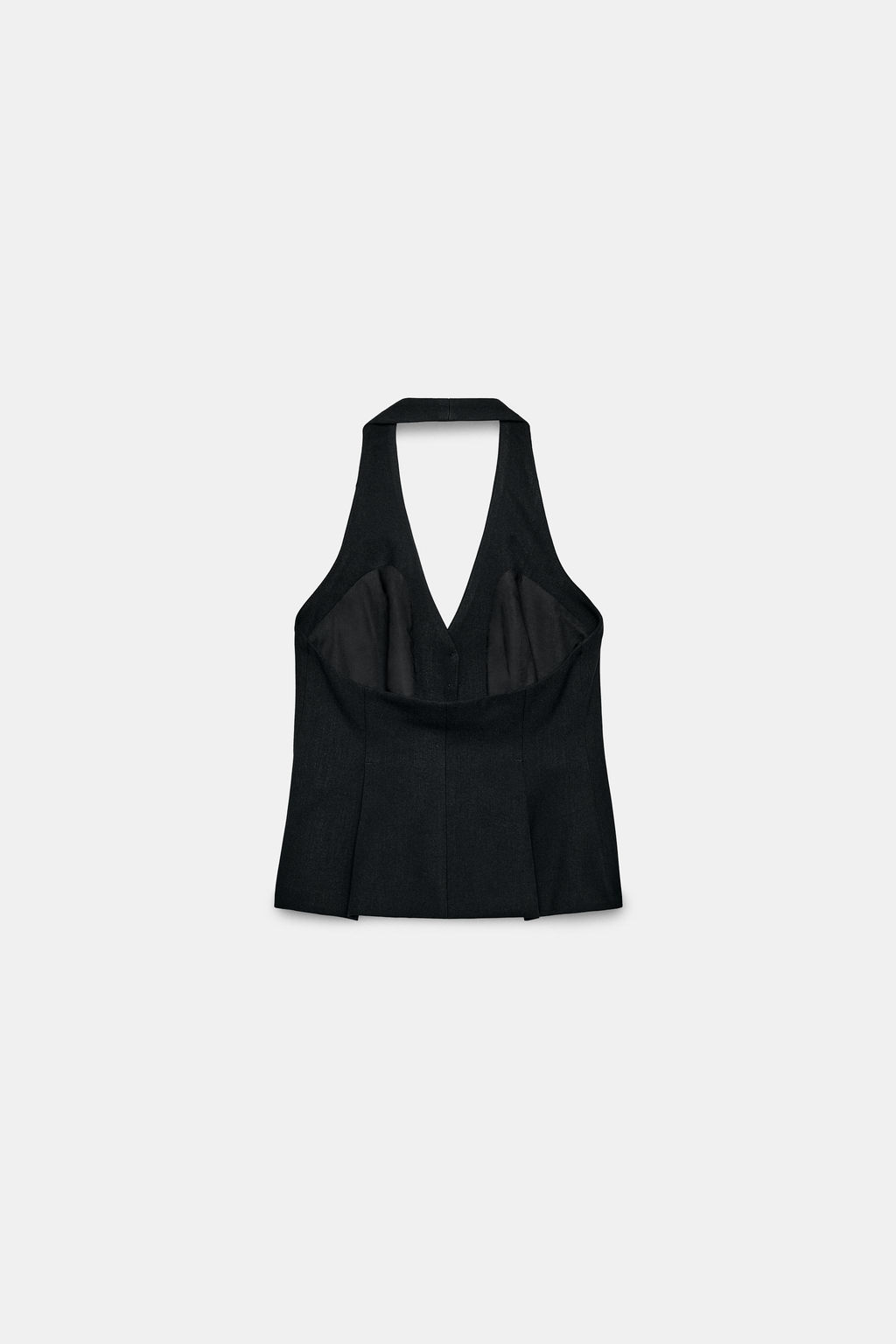 TOP CHALECO HALTER BOT?N FORRADO / Negro