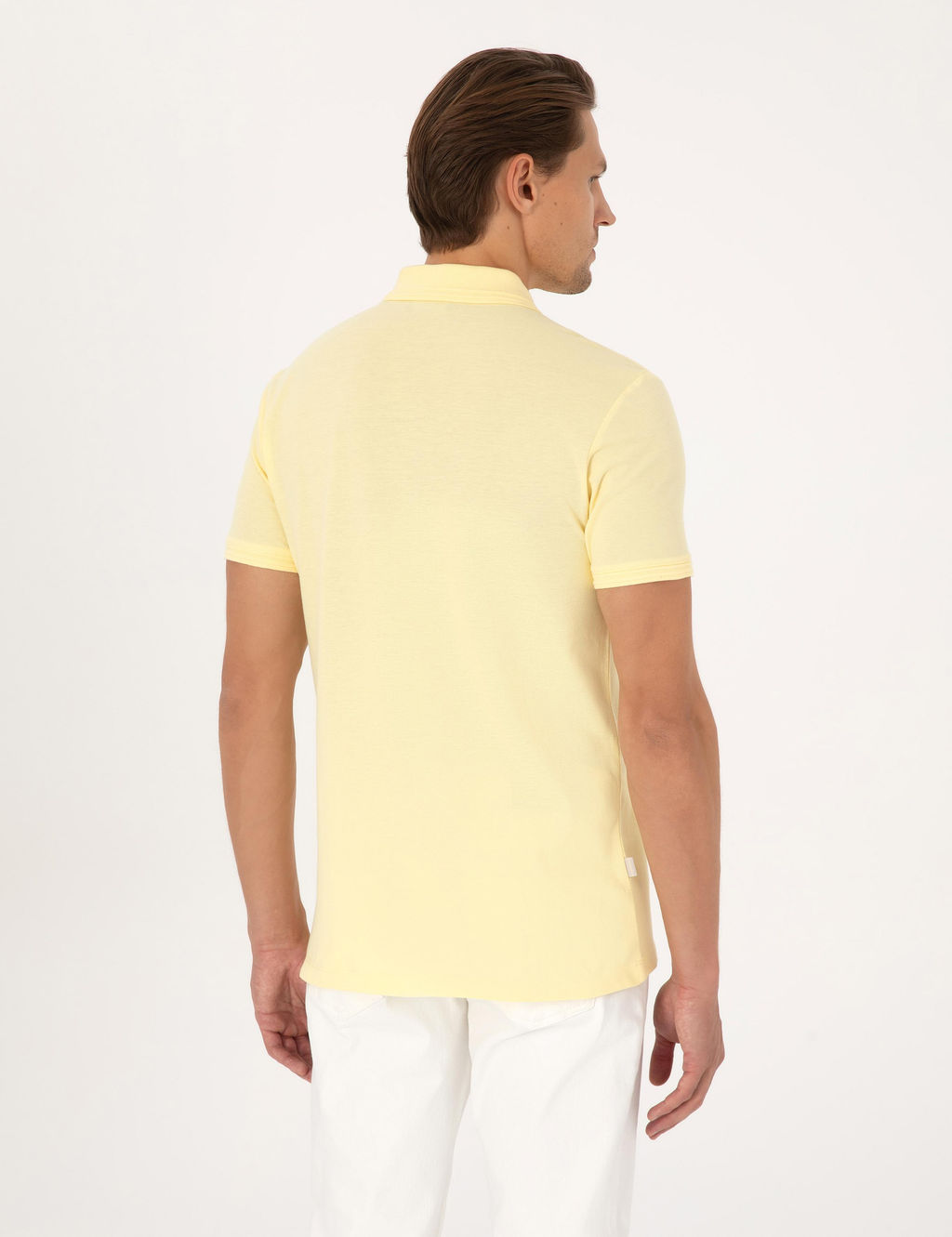 A__k Sar_ Slim Fit %100 Pamuk K_vr_lmaz Polo Yaka Basic Ti__rt