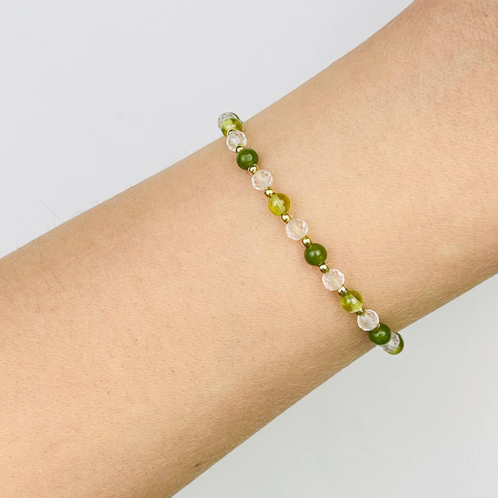 Браслет для Девы из Хризолита,Нефрита и Горного Хрусталя