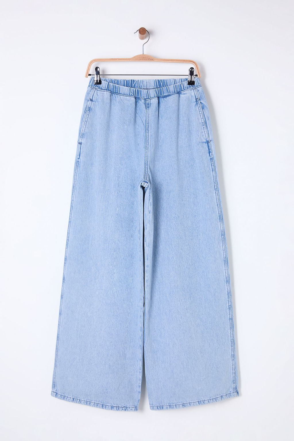 Mavi Beli Lastikli Normal Bel Ekstra Wide Leg Palazzo Jeans TWOSS25JE00037