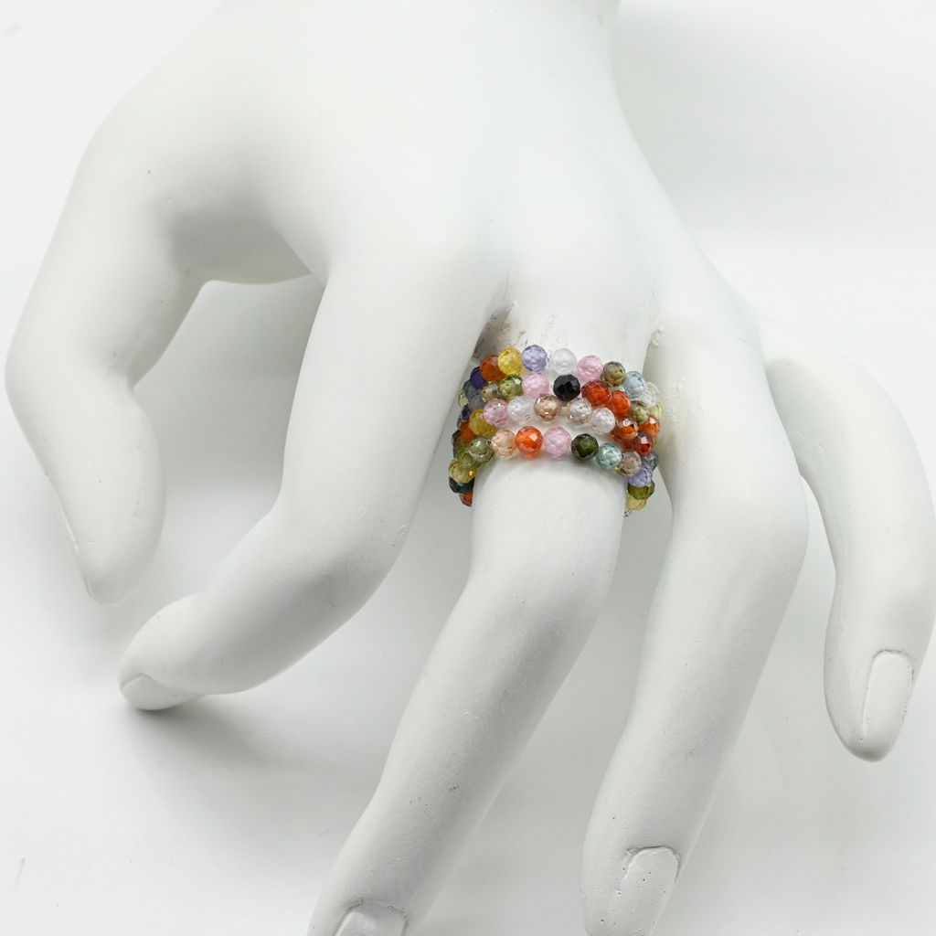 Колечко на резинке из фианитов цвет микс