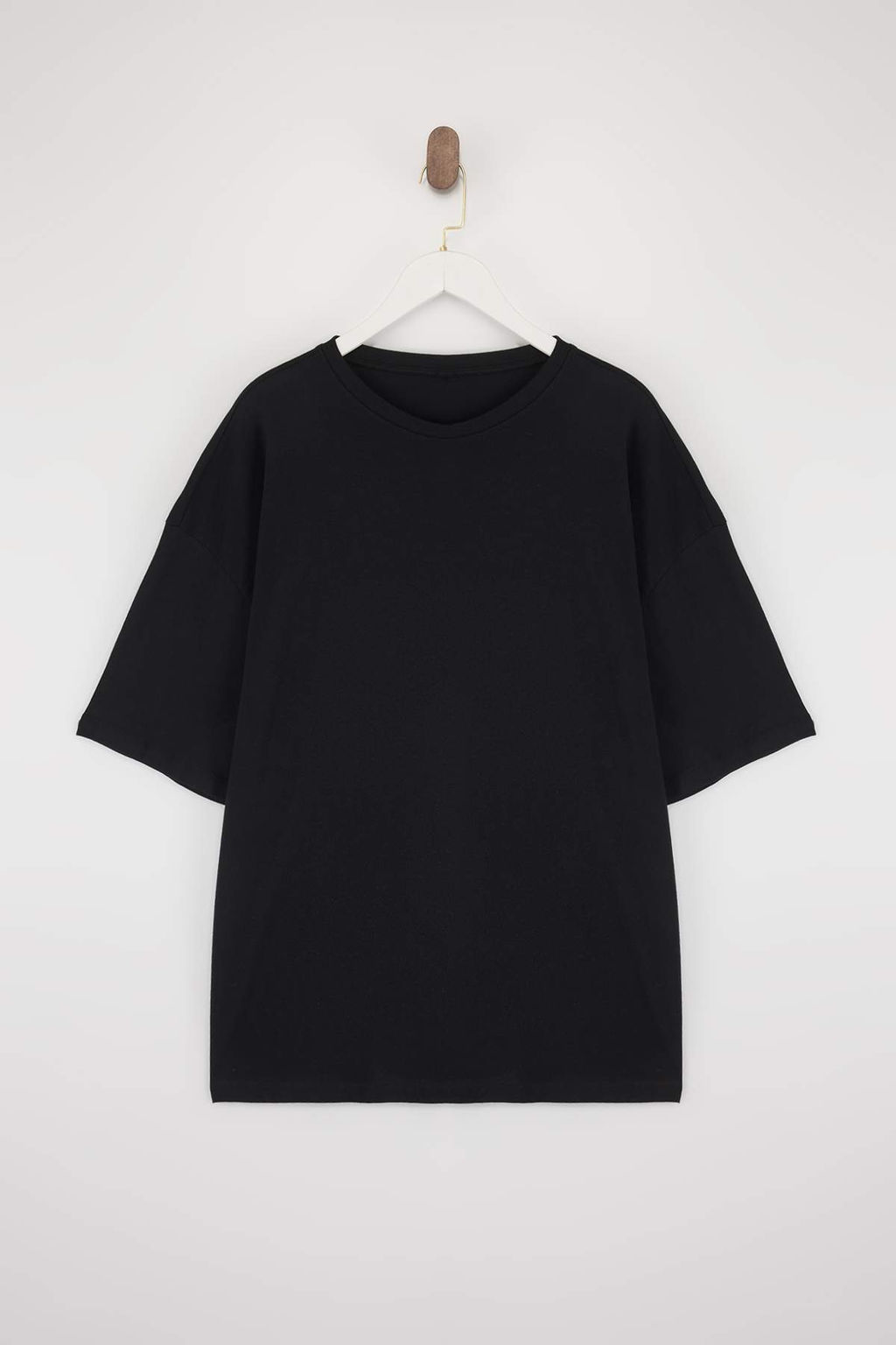 Siyah- Siyah 2li Paket Oversize/Genis Kal?p Buyuk Beden T-Shirt TMNSS24BF00042