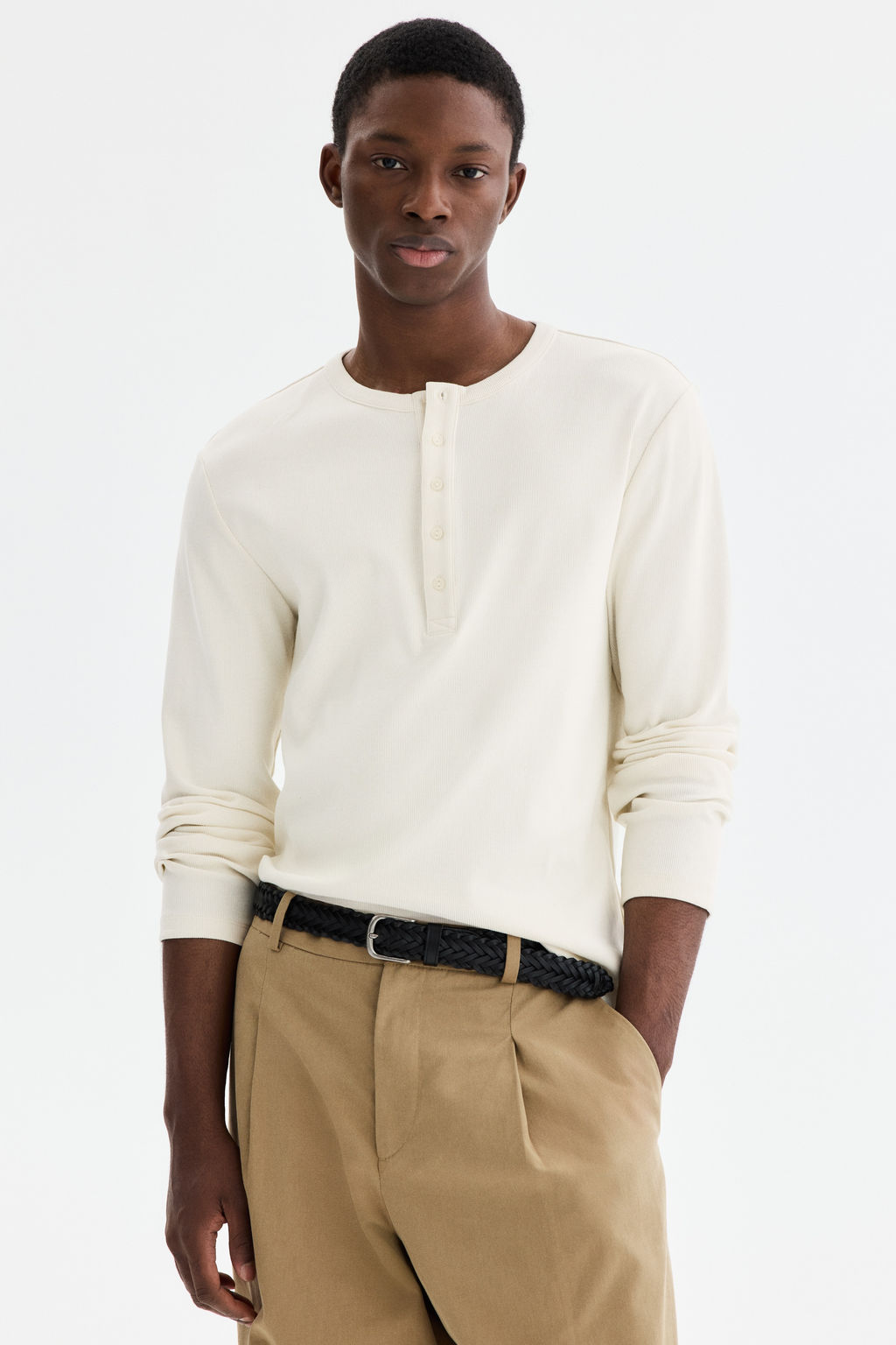 Camiseta de canal? con cuello panadero Slim Fit - H&m фото 4