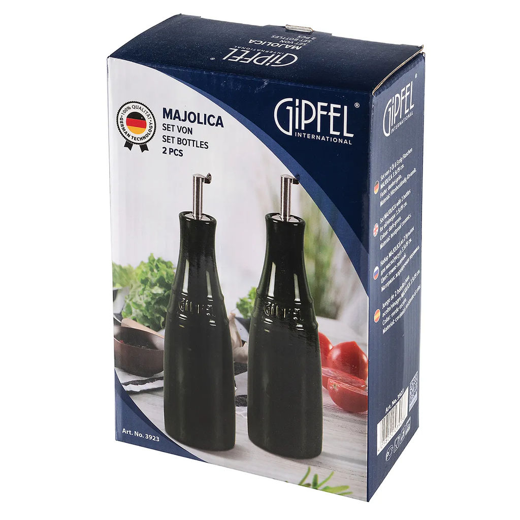 3923 GIPFEL Набор MAJOLICA из 2 бутылок для масла/уксуса 3,5х19см. Цвет: темно-з