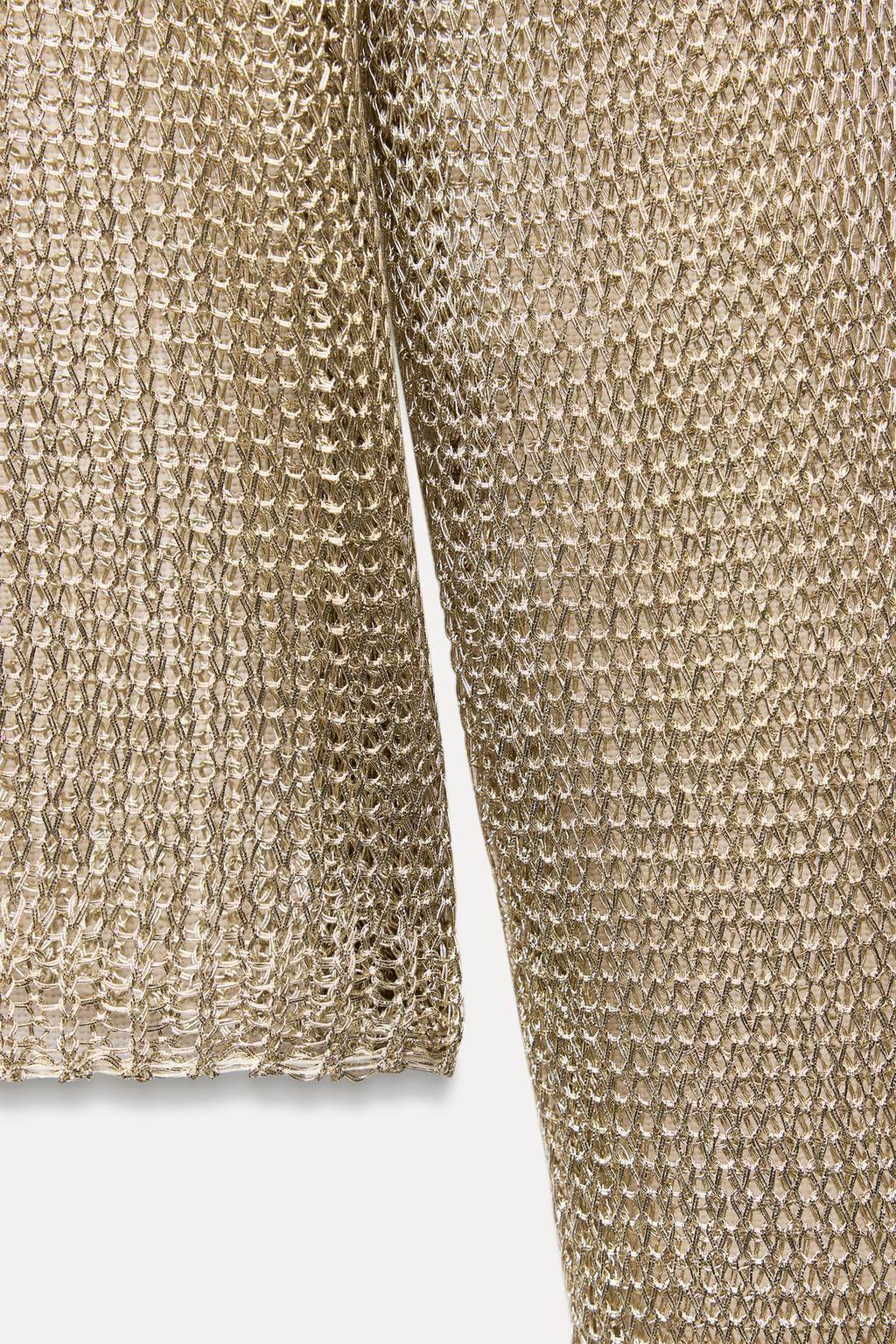 METALLIC THREAD MESH JERSEY TOP - Zara фото 8