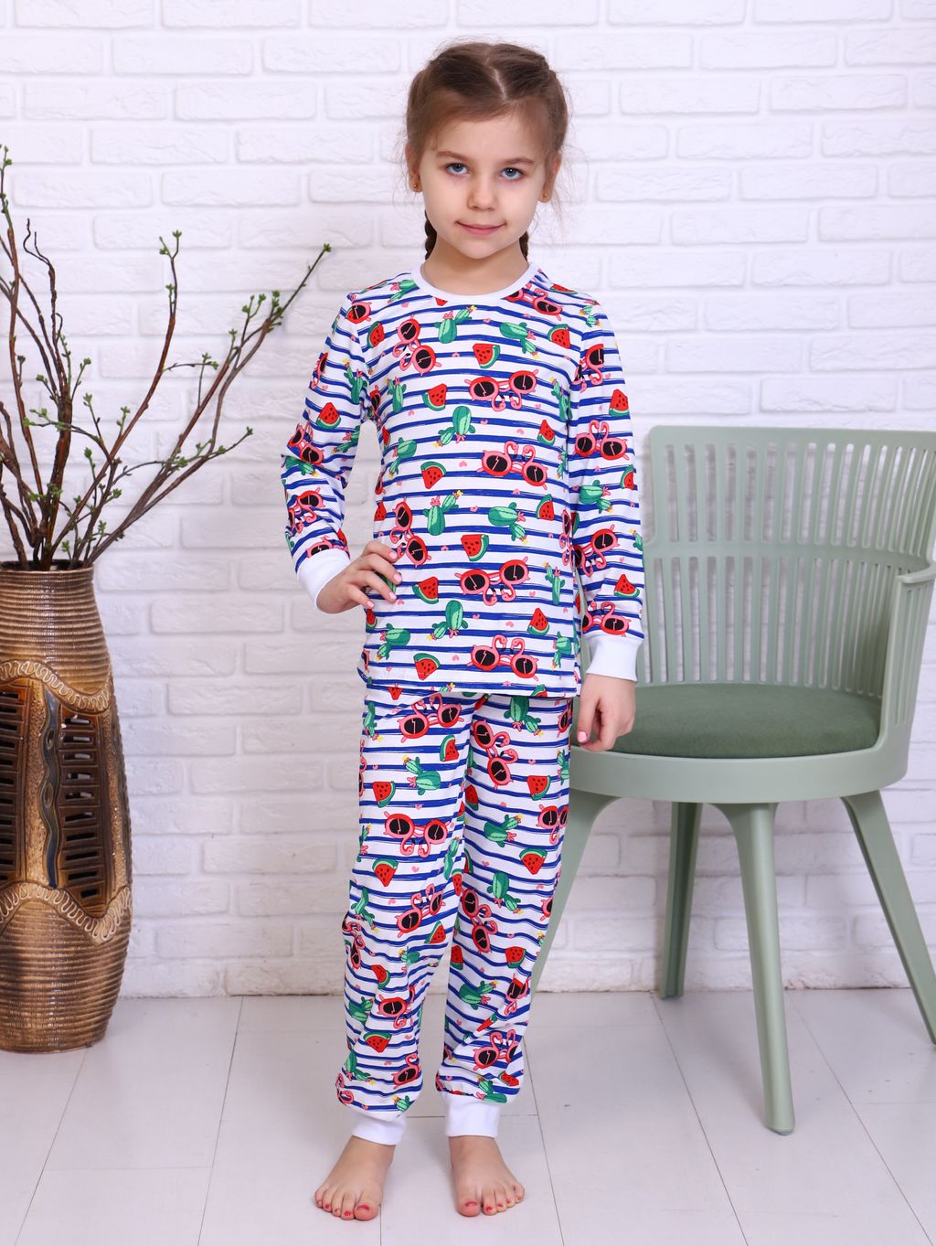ПЖ6 Пижама детская с брюками на манжетах (ассорти)