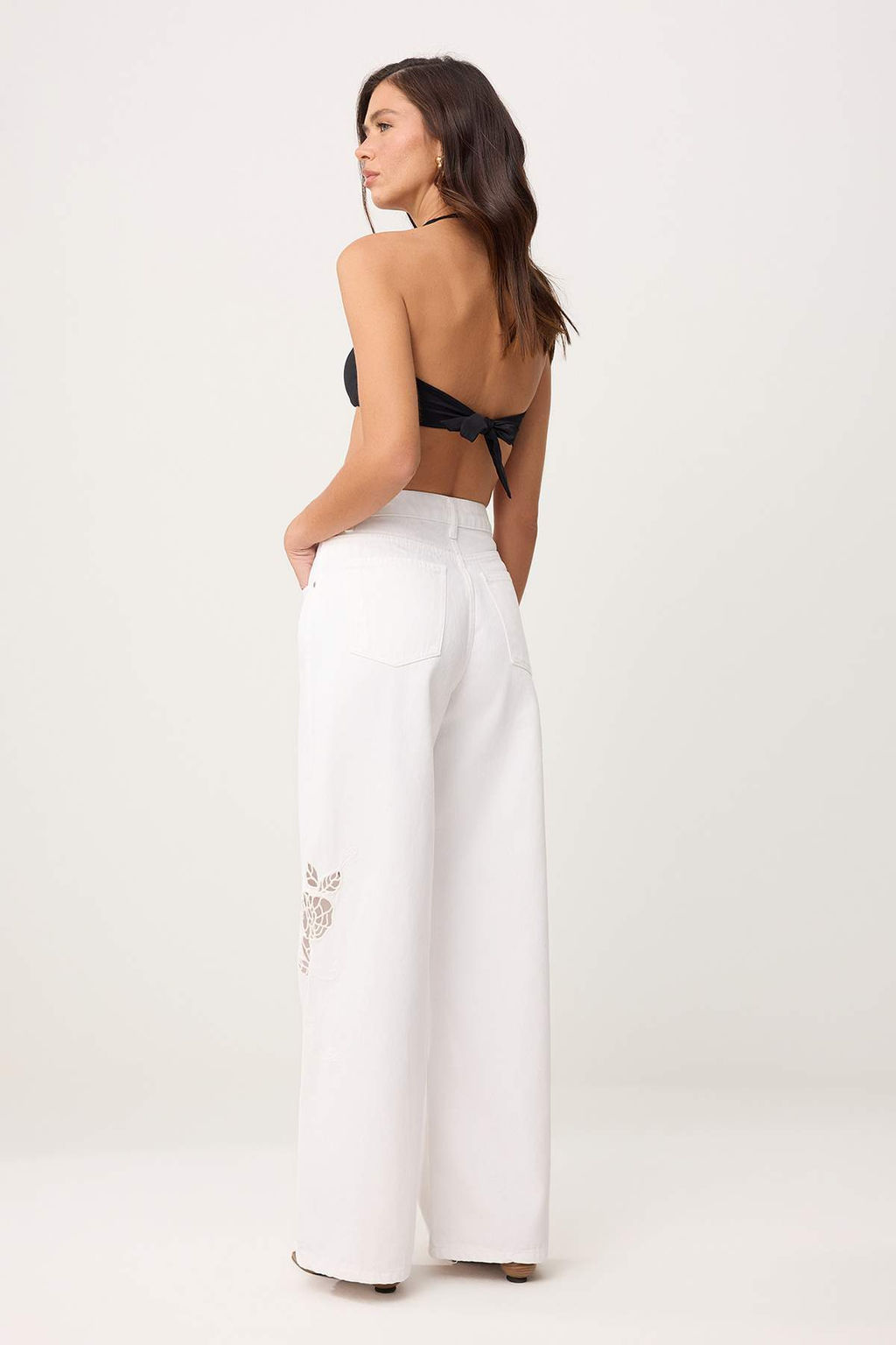 Beyaz Brode Detayl? Yuksek Bel %100 Pamuk Wide Leg Jeans TWOSS26JE00260 - Trendyolmilla фото 7