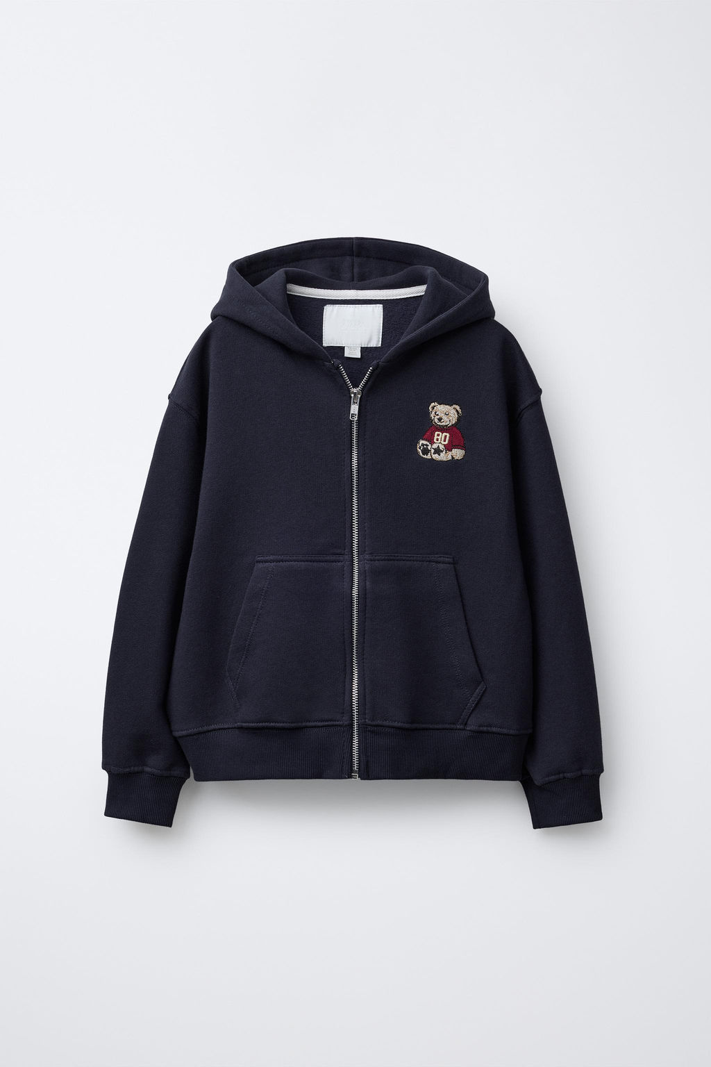 EMBROIDERED BEAR ZIP-UP SWEATSHIRT