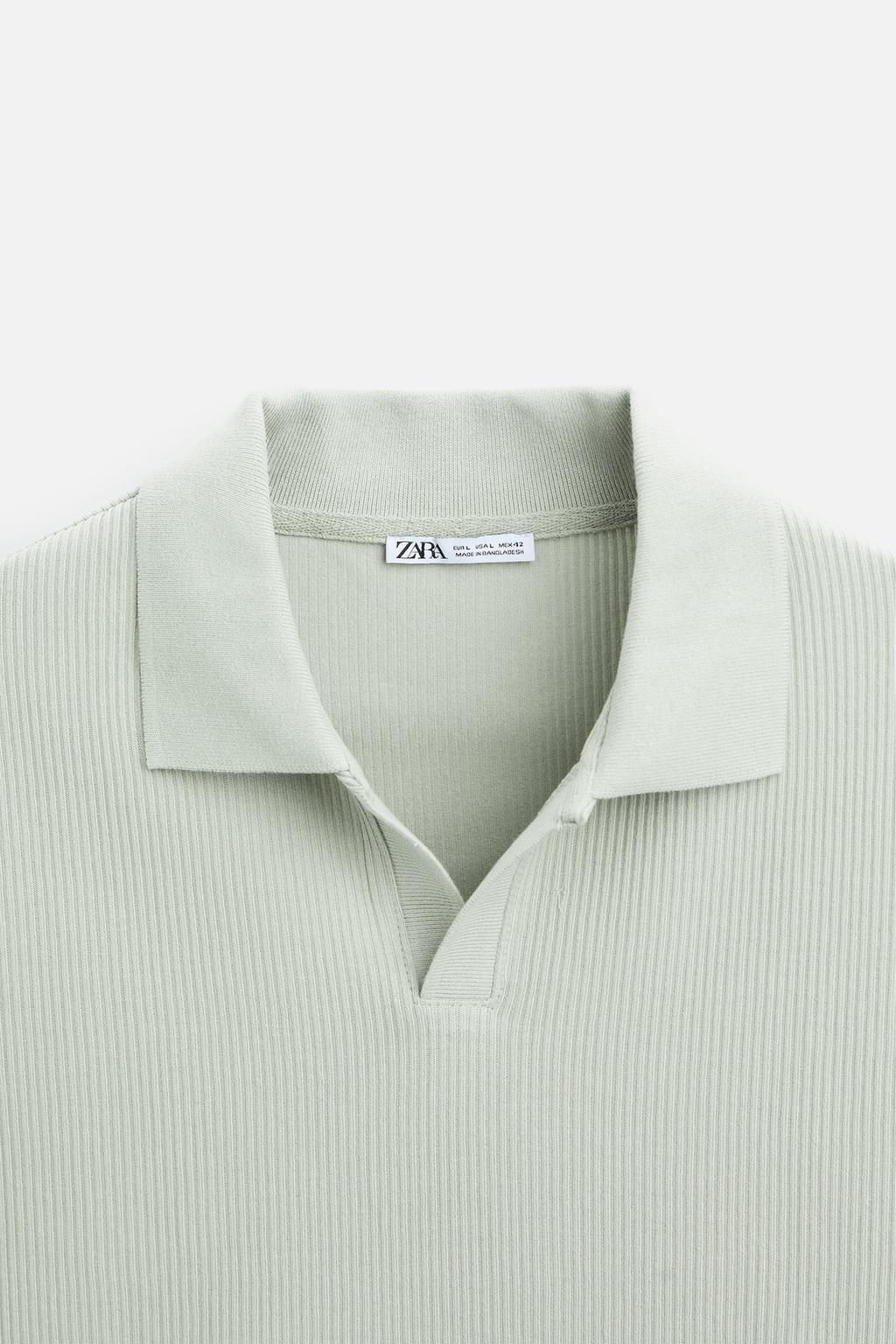 TEXTURED POLO SHIRT WITH RIBBED TRIMS - Zara фото 64