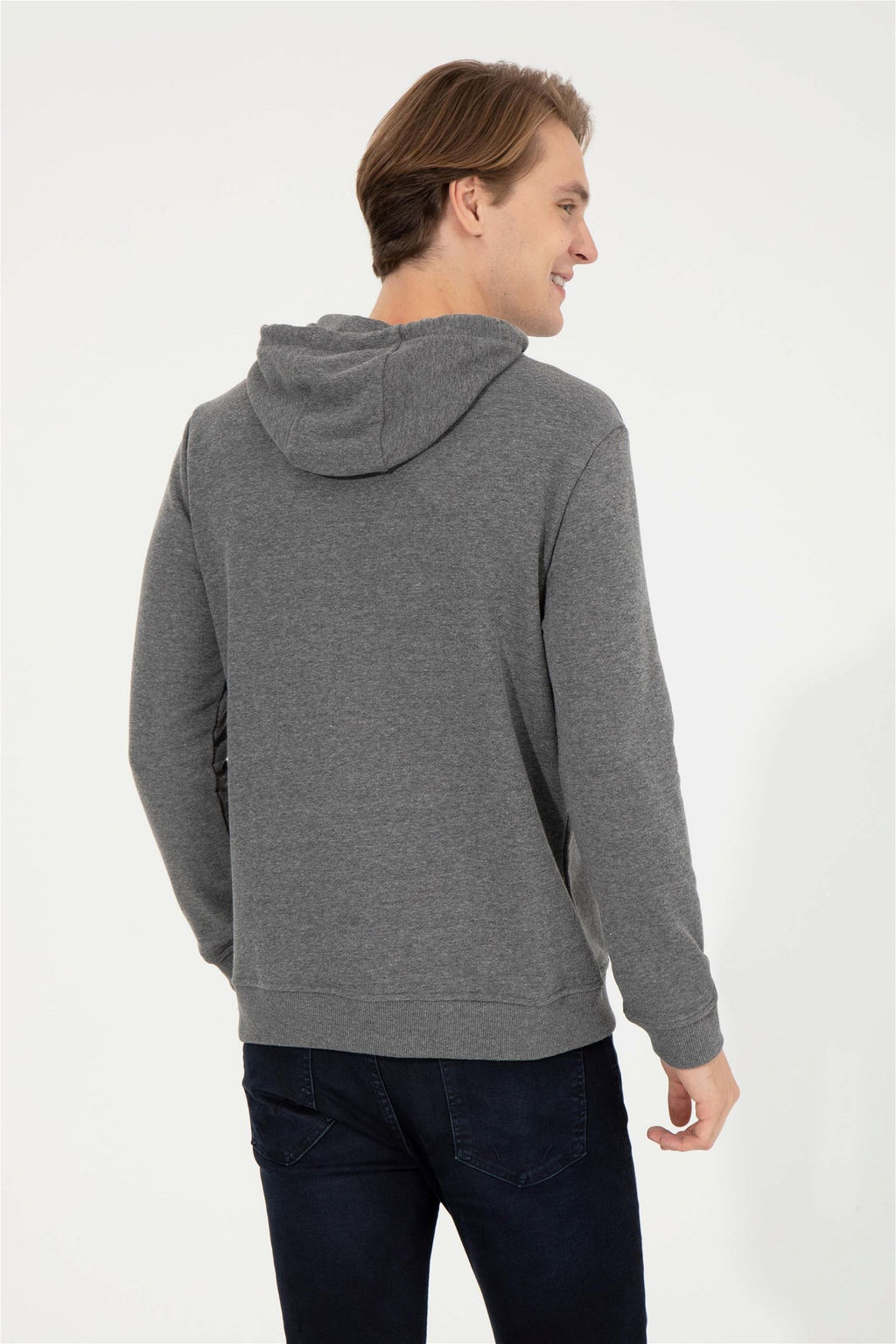 Мужская толстовка с капюшоном цвета антрацит меланж базовая - U.s. polo assn фото 11