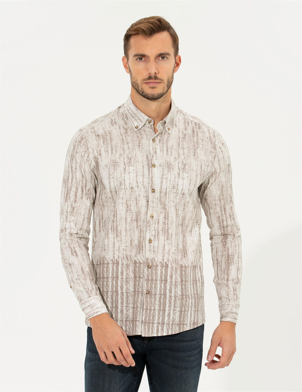 Bej Slim Fit Uzun Kollu G_mlek - Pierre cardin фото 3
