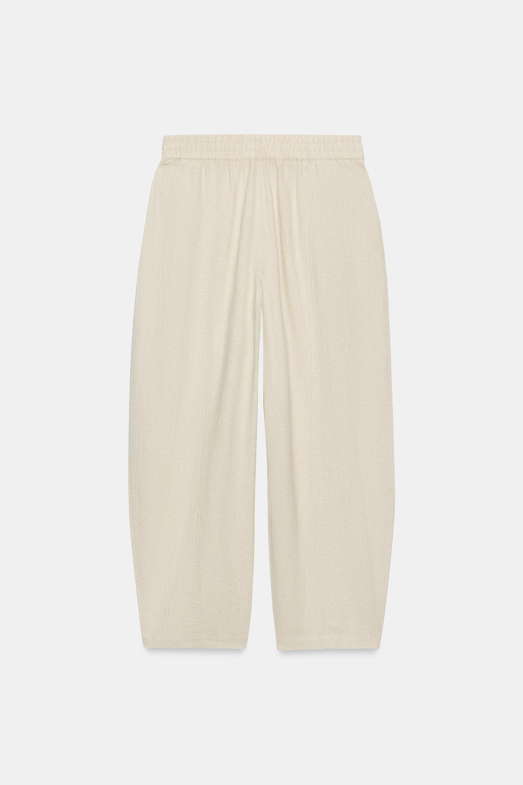 PANTAL?N BARREL CON LINO / Beige claro