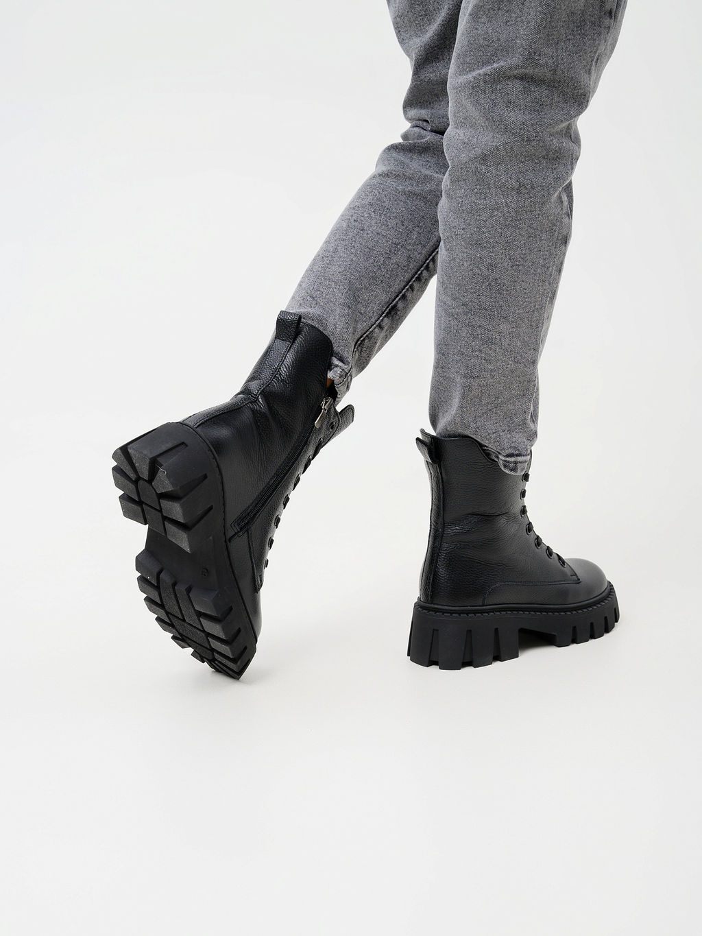 Ботинки 346.чанкиbl. Черный макс/Байка