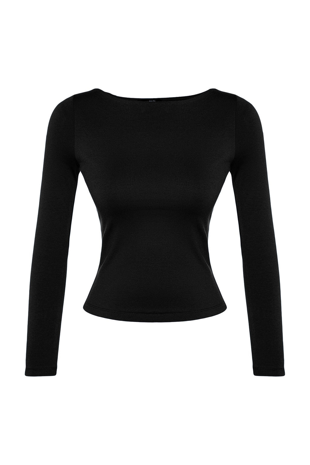 Siyah Pamuklu Esnek Kay?k Yaka Fitted/Vucuda Oturan Esnek Orme Bluz TWOAW24BZ00166