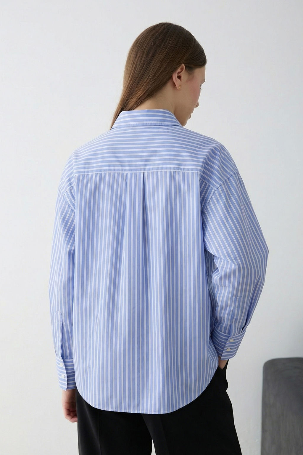 Koyu Kahverengi-Ekru Cizgili Yar?m Dugmeli Oversize Dokuma Bluz TWOSS26BZ00565 - Trendyolmilla фото 18