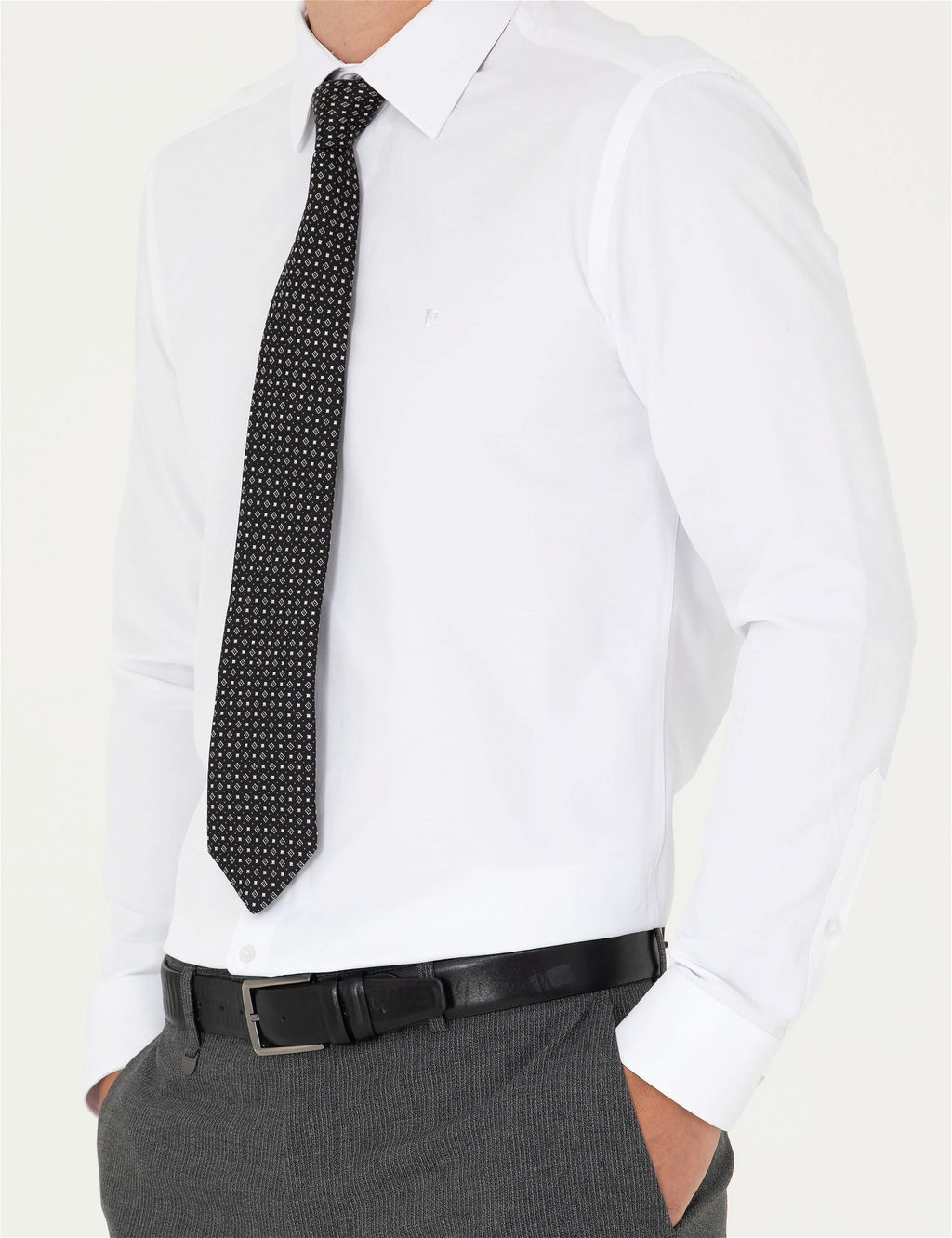 Beyaz Slim Fit Uzun Kollu Basic G_mlek - Pierre cardin фото 6